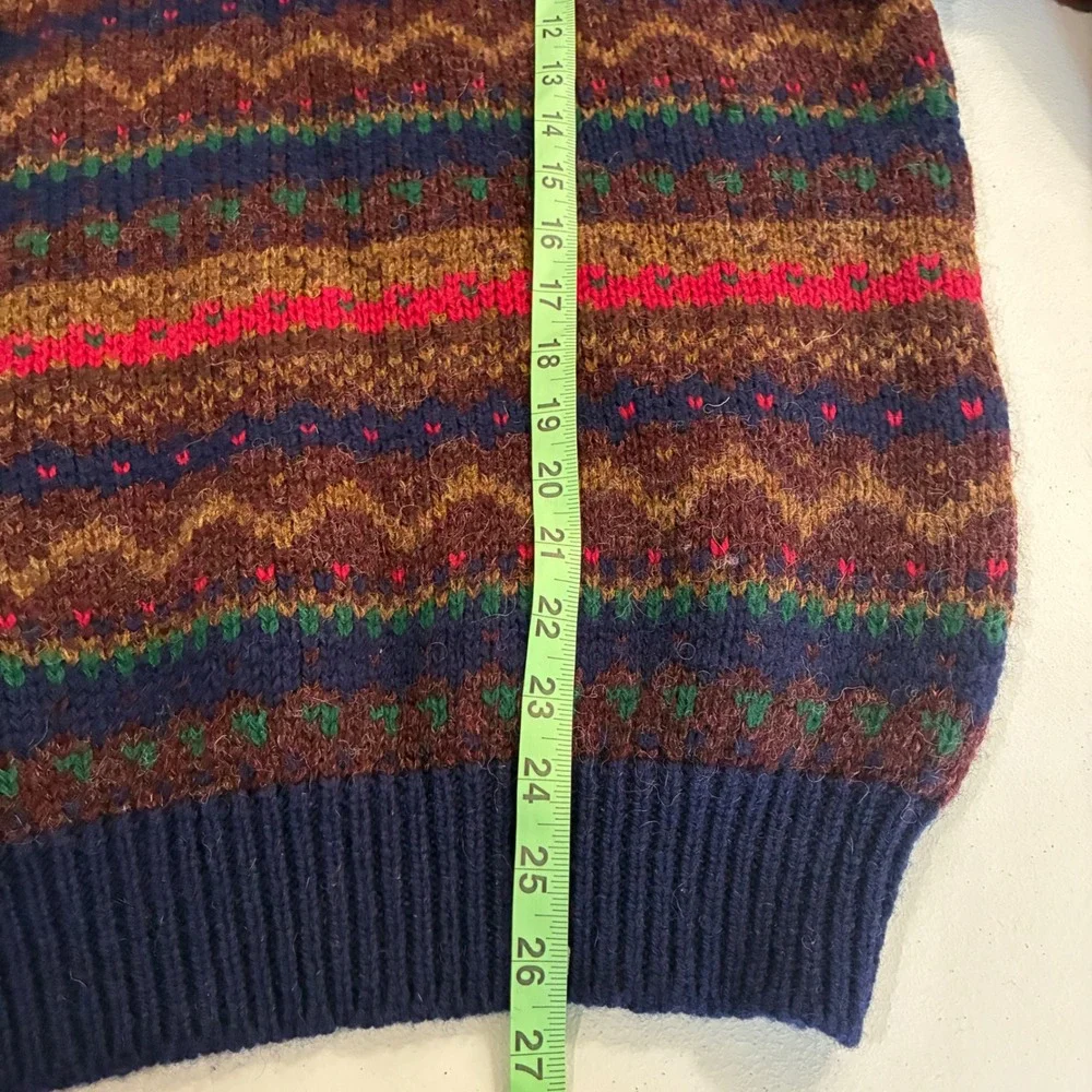 Vintage Jos A Bank Sweater Mens Large Shetland Wool Fair Isle Grandpa Preppy